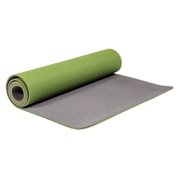 Коврик для йоги и фитнеса PROFI-FIT • 6 мм • ПРОФ • зеленый-серый